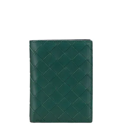 Pre-owned Bottega Veneta Green Leather Long Wallet (bi-fold) ()