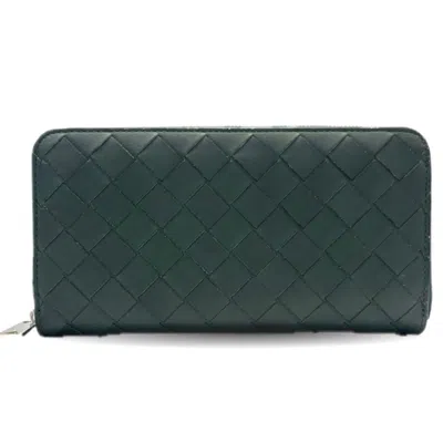 Pre-owned Bottega Veneta Green Leather Long Wallet (bi-fold) ()