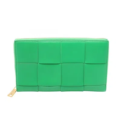 Pre-owned Bottega Veneta Green Leather Long Wallet (bi-fold) ()