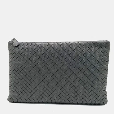 Pre-owned Bottega Veneta Green Leather Mesh Clutch