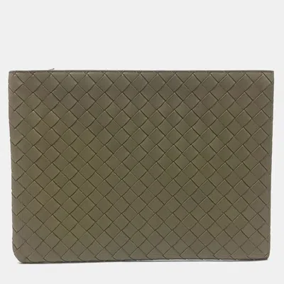 Pre-owned Bottega Veneta Green Leather Mesh Clutch