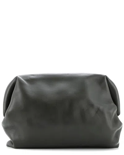 Bottega Veneta Green Leather Pochette Clutch Large (authentic Pre-loved) In Black