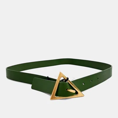 Pre-owned Bottega Veneta Green Leather Triangle Belt