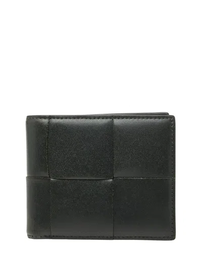 Pre-owned Bottega Veneta Green Maxi Intrecciato Leather Cassette Bifold Wallet  (authentic Pre-loved)
