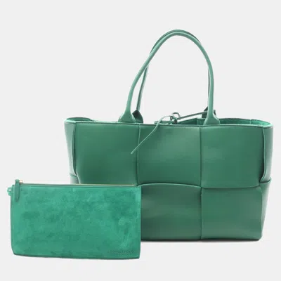 Pre-owned Bottega Veneta Green Medium Nappa Maxi Intrecciato Arco Tote