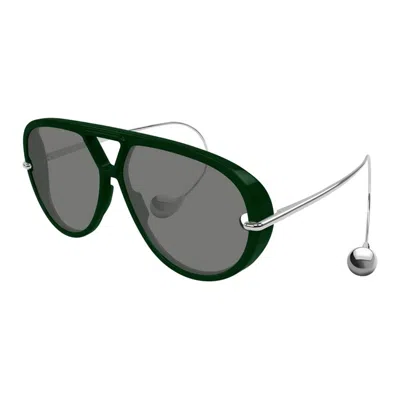 Bottega Veneta Embellished Aviator-style Recycled-acetate And Silver-tone Sunglasses In Green