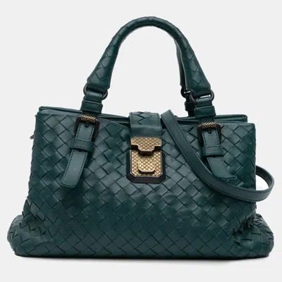 Pre-owned Bottega Veneta Green Mini Nappa Intrecciato Roma Satchel