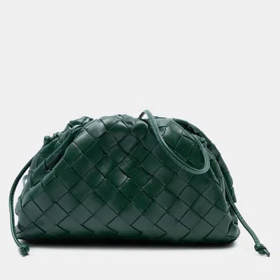 Pre-owned Bottega Veneta Green Nappa Intrecciato The Mini Pouch Crossbody