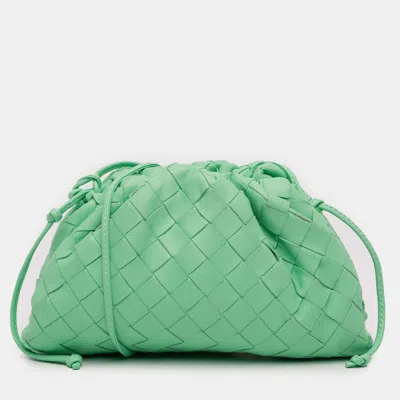 Pre-owned Bottega Veneta Green Nappa Intrecciato The Mini Pouch Crossbody