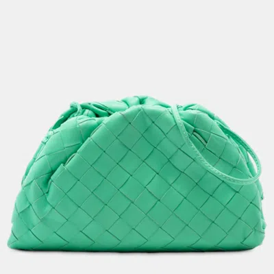 Pre-owned Bottega Veneta Green Nappa Intrecciato The Mini Pouch Crossbody