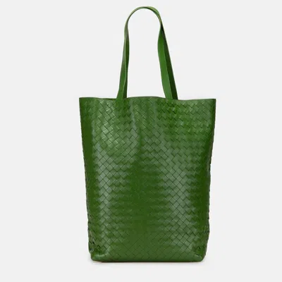 Pre-owned Bottega Veneta Green Nappa Intrecciato Tote