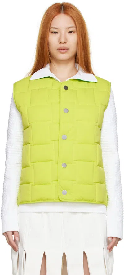 Bottega Veneta Women Acid Green Nylon Padded Vest, S Luxury Jackets For Women Darveys