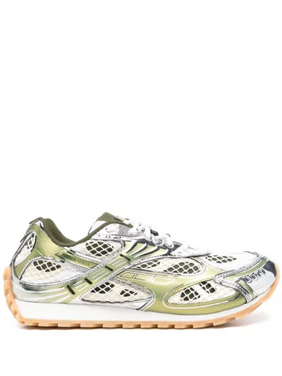 BOTTEGA VENETA GREEN ORBIT PANELLED MESH SNEAKERS