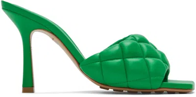 Bottega Veneta Green Padded Heeled Sandals In 3708 Parakeet