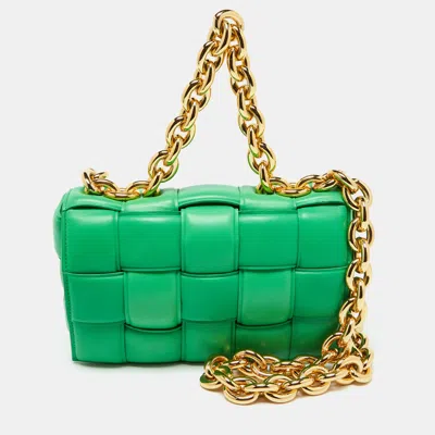 Pre-owned Bottega Veneta Green Padded Leather Cassette Chain Bag