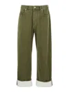 Bottega Veneta Green Pants With Contrast Cuff In Cotton Man In Green