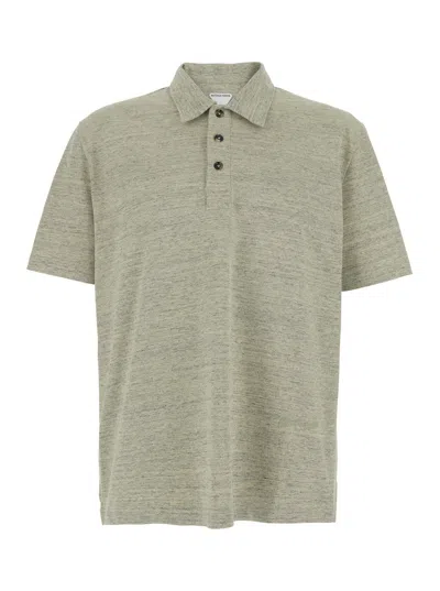 Bottega Veneta Green Polo Shirt With Embroidered Logo In Cotton Piquet Woman