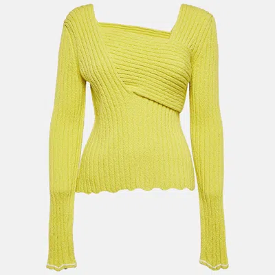 Pre-owned Bottega Veneta Green Rib Knit Drape Style Jumper M