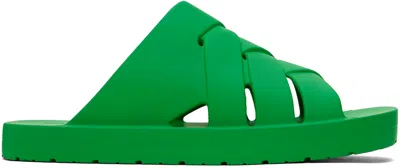 Bottega Veneta Green Rubber Sandals In 3708 Parakeet