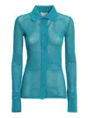 Bottega Veneta Mesh Cardigan In Petrol Color In Verde