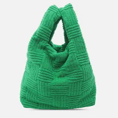 Pre-owned Bottega Veneta Green Terry Cloth Shopping Tote Bag