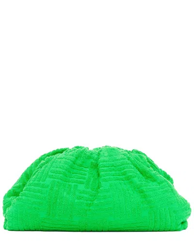 Pre-owned Bottega Veneta Green Terry Cloth The Pouch Frame Clutch Bag (authentic Pre-  Loved)