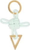 Bottega Veneta Green Triangle Key Ring In 1807 Glacier Gold