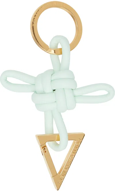 Bottega Veneta Green Triangle Key Ring In White