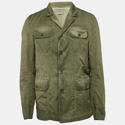 Pre-owned Bottega Veneta Green Washed Cotton Field Jacket Xxl