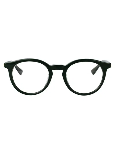 Bottega Veneta Green-gold-transparent Metal Glasses In White
