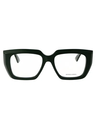 Bottega Veneta Green-green-transparent Acetate Glasses In Pink