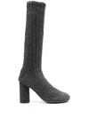Bottega Veneta Melange Grey Fabric Atomic Ankle Boots In Grey