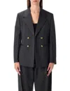Bottega Veneta Grey Blazer With Gold Knot Buttons In Black