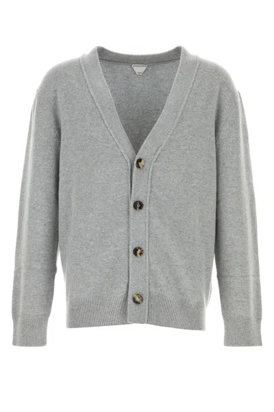 Bottega Veneta Classic Cashmere Blend Cardigan In Light Grey