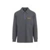 Bottega Veneta Mens Dark Grey Melange Melange Long-sleeve Cotton Polo Top Xl In Gray