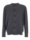 Bottega Veneta Grey Crewneck Cardigan With Front Button Closure And Ribbed Knit In Wool Man In Gray