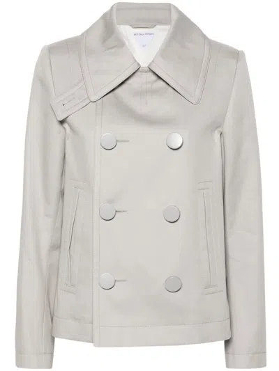 Bottega Veneta Double-breasted Cotton-twill Jacket In Grey