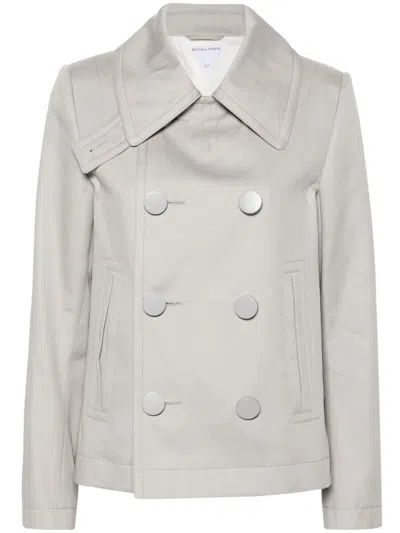 Bottega Veneta Doppelreihige Jacke Mit Spitzem Kragen In Grey