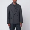 Bottega Veneta Grey Double-breasted Wool Jacket In Gray