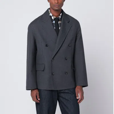 Bottega Veneta Grey Double-breasted Wool Jacket In Gray
