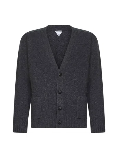 BOTTEGA VENETA GREY FINE MERINO WOOL CARDIGAN