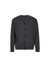 Bottega Veneta Grey Crewneck Cardigan With Front Button Closure And Ribbed Knit In Wool Man In Gray