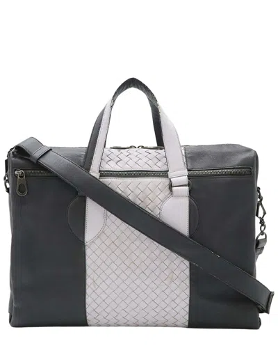 Bottega Veneta Grey Intrecciato Leather 2way Briefcase (authentic Pre-loved) In Black
