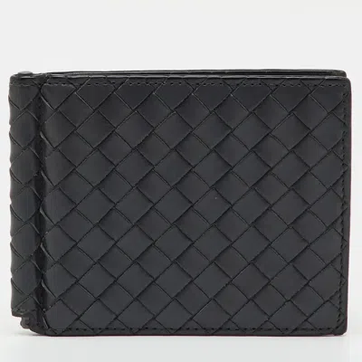 Pre-owned Bottega Veneta Grey Intrecciato Leather Bill Clip Wallet In Gray