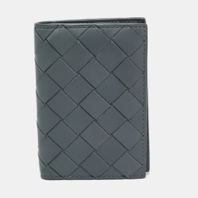 Pre-owned Bottega Veneta Grey Intrecciato Leather Card Holder In Gray