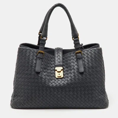 Pre-owned Bottega Veneta Grey Intrecciato Leather Medium Roma Tote