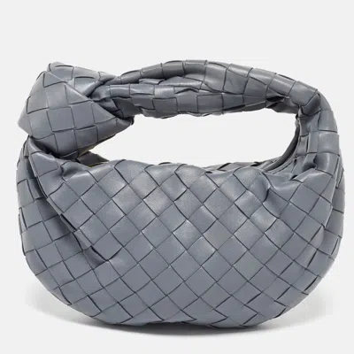 Pre-owned Bottega Veneta Grey Intrecciato Leather Mini Jodie Hobo