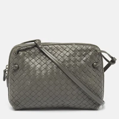 Pre-owned Bottega Veneta Grey Intrecciato Leather Nodini Crossbody Bag