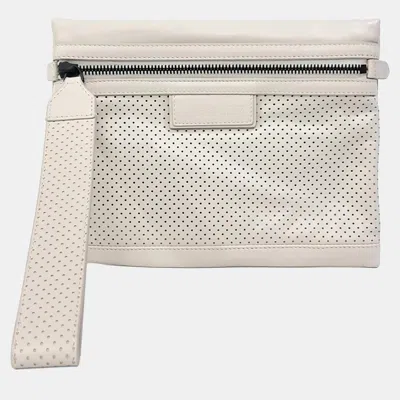 Pre-owned Bottega Veneta Grey Leather Clutch In Gray