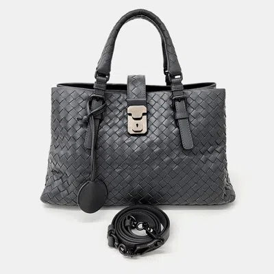 Pre-owned Bottega Veneta Grey Leather Mesh Roma Bag